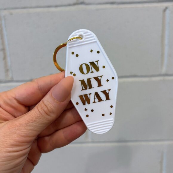 On My Way White Motel Keychain Key Tag | Acrylic - Picture 8 of 8